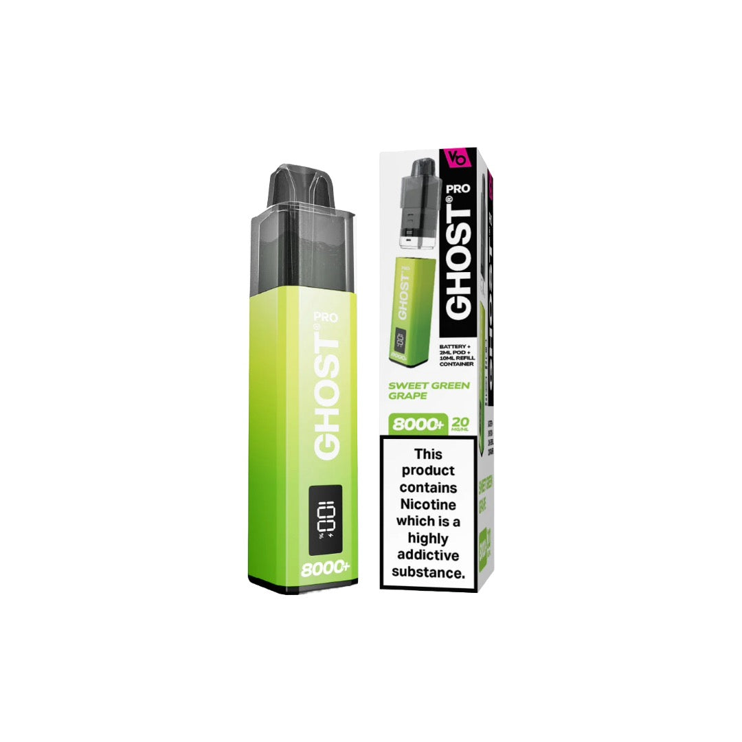 20mg Vapes Bar Ghost Pro 8000+ Puffs Prefilled Pod Vape Kit