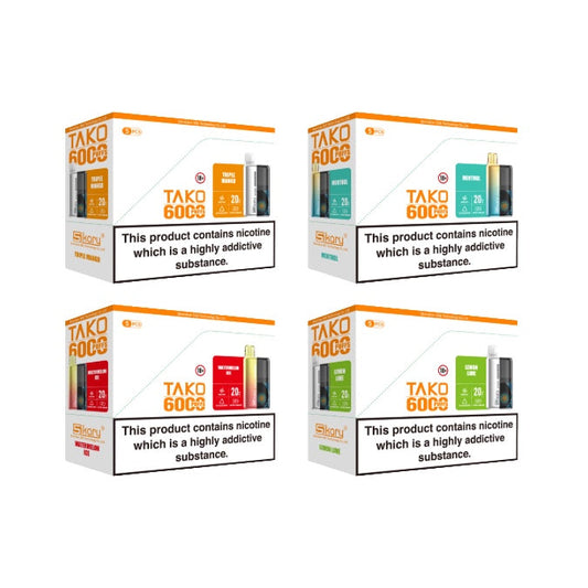5 x 20mg Sikary Tako SP6000 Prefilled Pod Vape Kit 30000 Puffs - (1 Free Kit With Every Box Of 5)