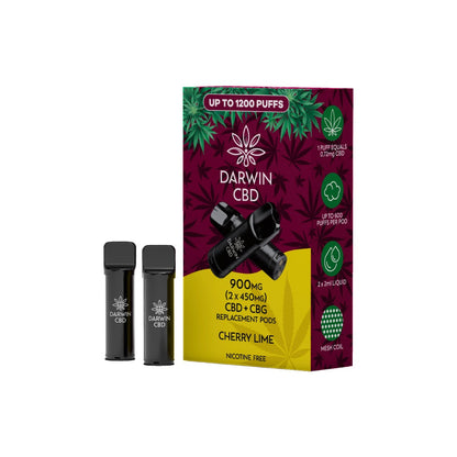 900mg Darwin CBD Prefilled Replacement Pods 1200 Puffs - 2 Pcs