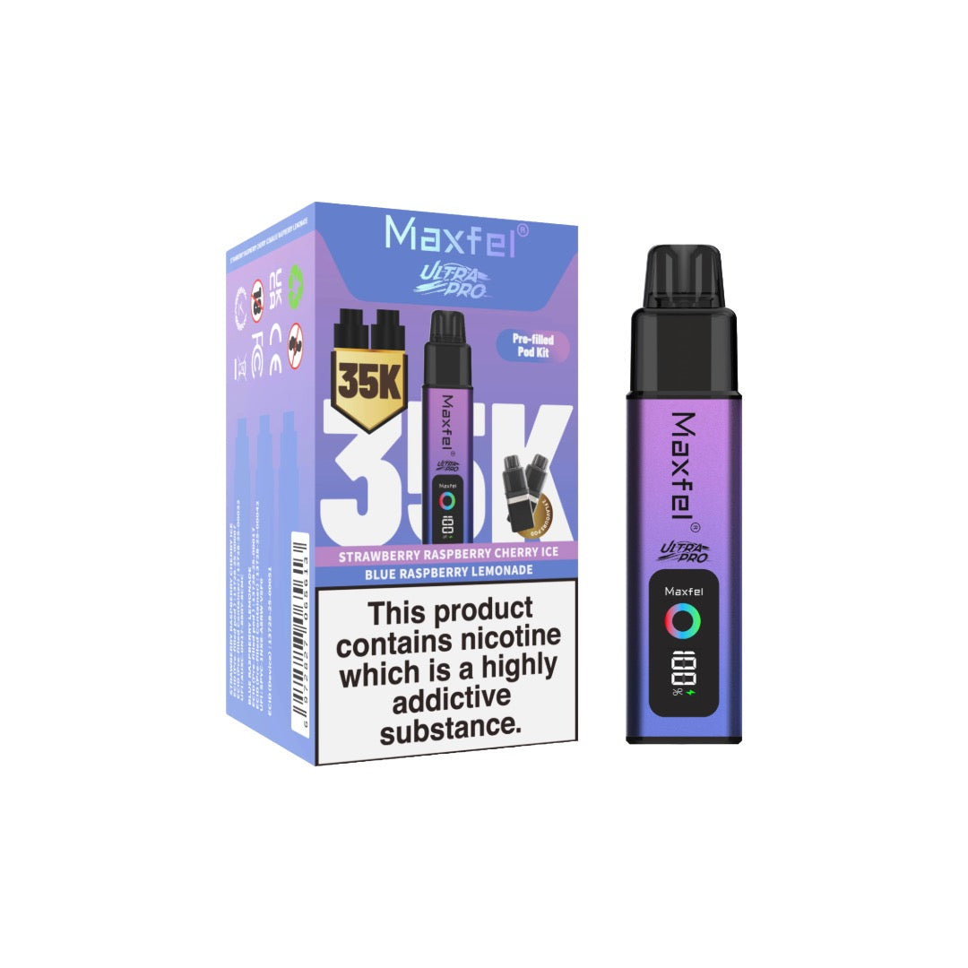 pre filled vape pods Maxfel Ultra Pro 35k Puffs Prefilled Vape Pod Kit – Vape Squared