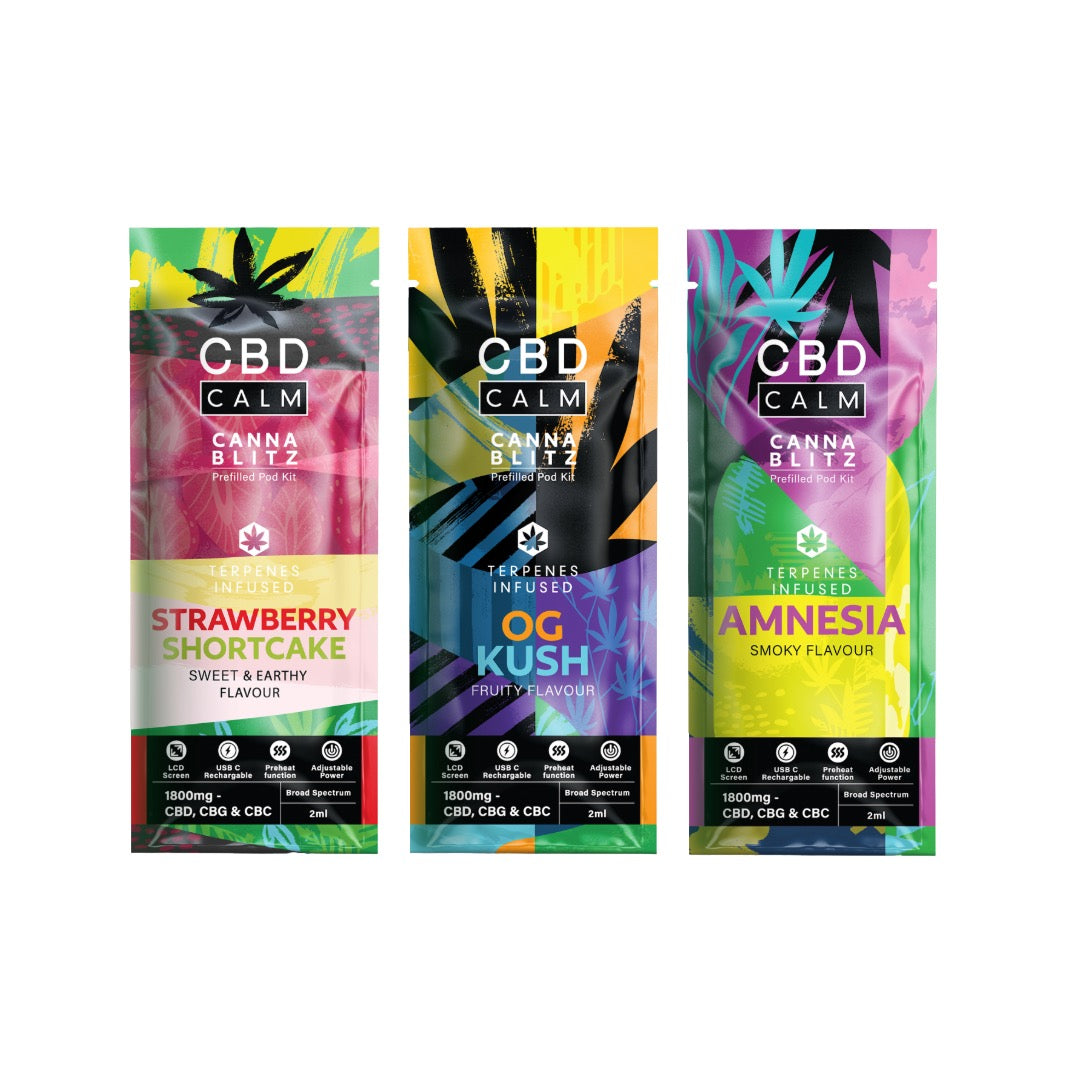 CBD Calm CANNABLITZ 1800mg CBD + CBG + CBC Prefilled Pod Vape Kit